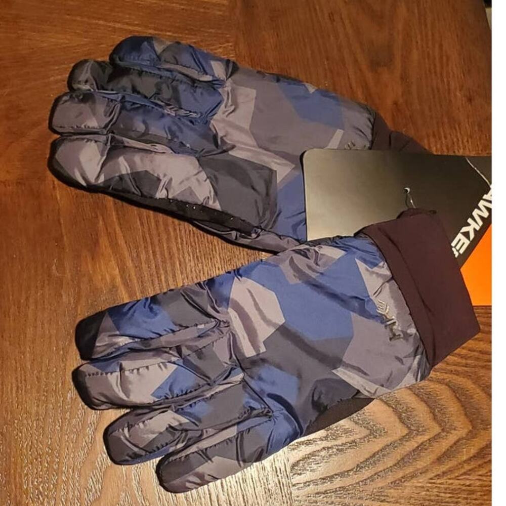 NWT! Hawke & Co Unisex Lightweight Nylon Blue Fractal Camo Gloves Men's Sz S/M
